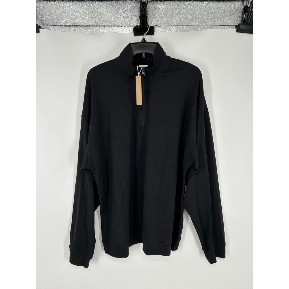 SKIMS Jersey Lounge 1/4 Quarter Zip Pullover Top Obsidian Black Mens Large